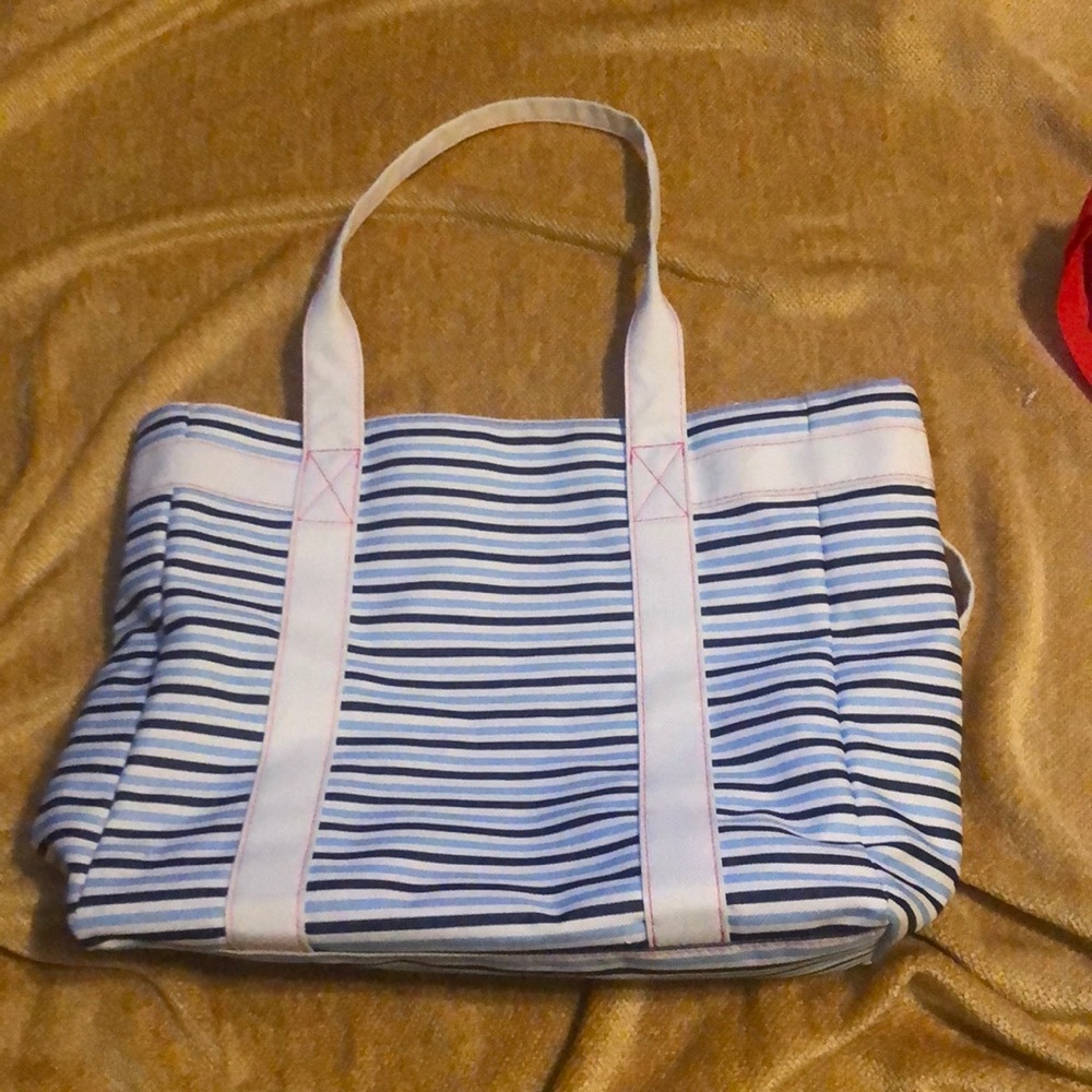 Blue striped shoulder bag